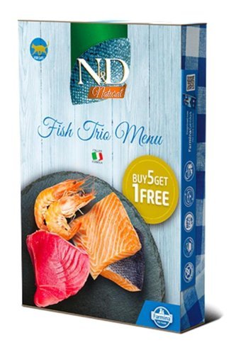 N&d Fish Trio Menu Yetişkin Karides-Somon-Ton Balığı Parça Etli Yaş Kedi Maması 6x70 gr