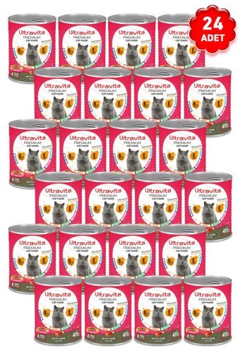 Ultravita Yetişkin Kısırlaştırılmış Kuzu Etli Parça Etli Yaş Kedi Maması 24x415 gr