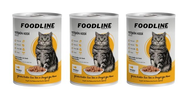 Foodline Yetişkin Tavuklu Parça Etli-Soslu Yaş Kedi Maması 3x400 gr