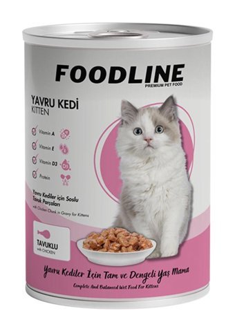 Foodline Yavru Tavuklu Parça Etli-Soslu Yaş Kedi Maması 400 gr
