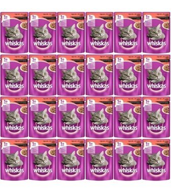 Whiskas Pouch Yetişkin Sığır Etli Parça Etli-Soslu Yaş Kedi Maması 24x85 gr