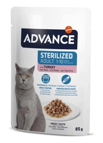 Advance Sterilised Yetişkin Hindi Yaş Kedi Maması 85 gr