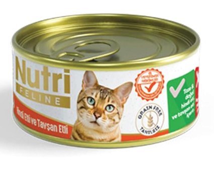 Nutri Feline Yetişkin Hindi-Tavşan Yaş Kedi Maması 32x85 gr