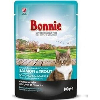 Bonnie Pouch Yetişkin Alabalık-Somon Yaş Kedi Maması 100 gr