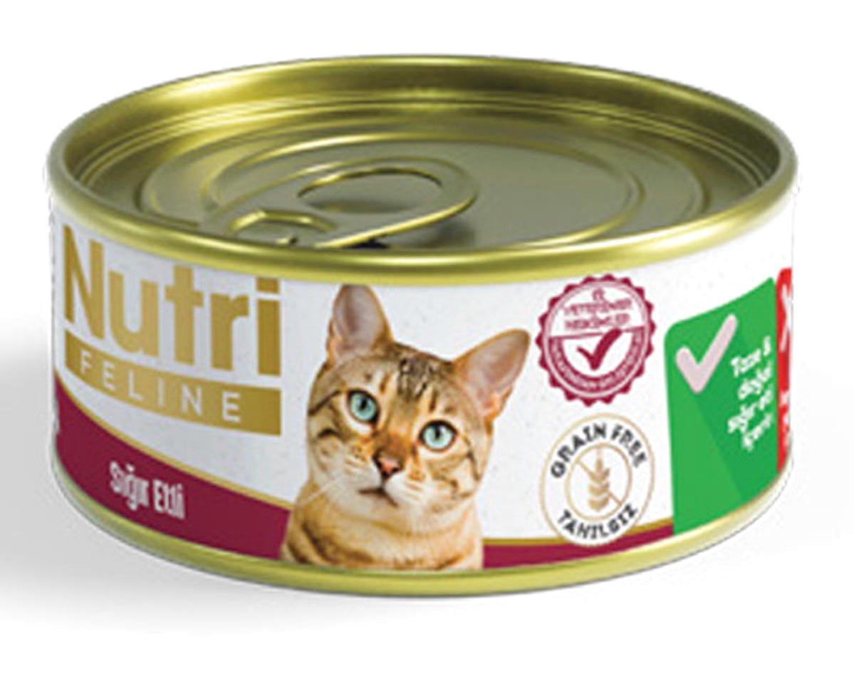 Nutri Feline Yetişkin Sığır Etli Yaş Kedi Maması 64x85 gr