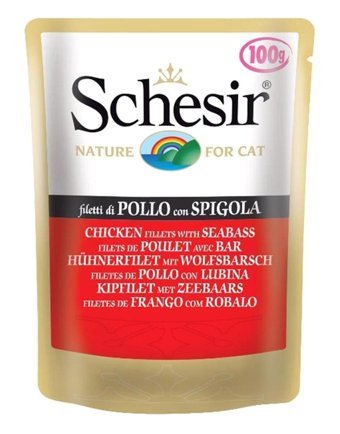 Schesir Pouch Yetişkin Levrek-Tavuk Yaş Kedi Maması 100 gr