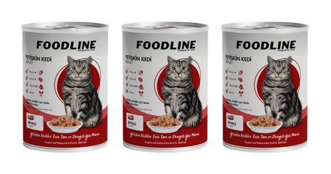 Foodline Yetişkin Biftek Parça Etli-Soslu Yaş Kedi Maması 3x400 gr