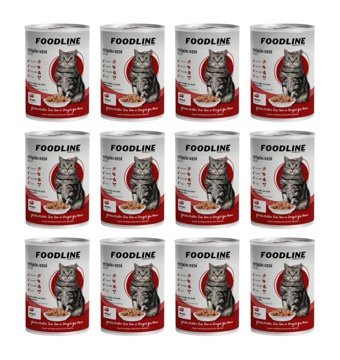 Foodline Yetişkin Biftek Parça Etli-Soslu Yaş Kedi Maması 12x400 gr