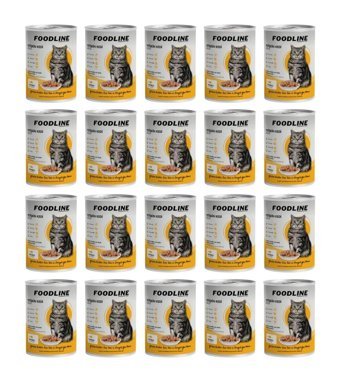 Foodline Yetişkin Tavuklu Parça Etli-Soslu Yaş Kedi Maması 20x400 gr