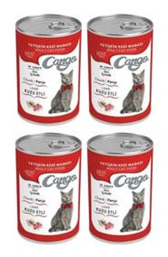 Cango Yetişkin Kuzu Etli Parça Etli Yaş Kedi Maması 4x415 gr