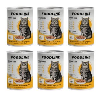 Foodline Yetişkin Tavuklu Parça Etli-Soslu Yaş Kedi Maması 6x400 gr
