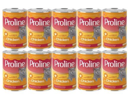 Proline Yetişkin Tavuklu Parça Etli-Soslu Yaş Kedi Maması 10x400 gr