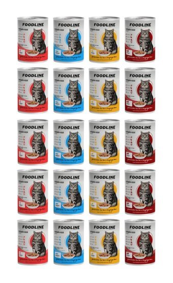 Foodline Yetişkin Karışık Parça Etli Yaş Kedi Maması 20x400 gr