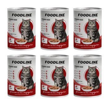 Foodline Yetişkin Biftek Parça Etli-Soslu Yaş Kedi Maması 6x400 gr