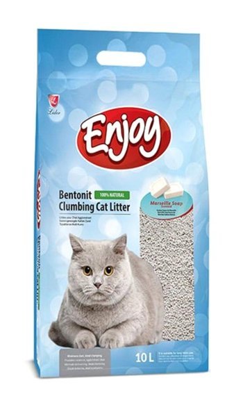 Enjoy Marsilya Sabunu Kokulu Topaklanan İnce Taneli Bentonit Kedi Kumu 10 lt