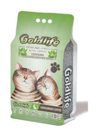 Goldlife Sandal Ağacı Kokulu Topaklanan İnce Taneli Aktif Karbonlu Bentonit Kedi Kumu 10 lt