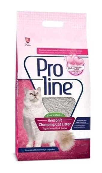 Pro Line Bebek Pudrası Kokulu Topaklanan İnce Taneli Bentonit Kedi Kumu 5 lt