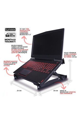 Tuneex Katlanabilir Metal Dikey Ayarlanabilir Taşınabilir Ayaklı Hareketli Laptop Standı