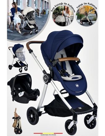 Baby Home Eos Çift Yönlü Katlanabilir Tek Elle Kapanan 360 Derece Dönen Tam Yatar Travel Sistem Bebek Arabası