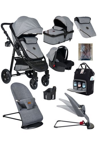 Baby Home Çift Yönlü Katlanabilir Tek Elle Kapanan 360 Derece Dönen Tam Yatar Travel Sistem Bebek Arabası