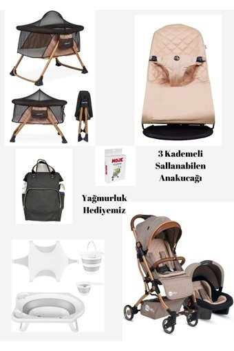 Freebebek Katlanabilir Tek Elle Kapanan 360 Derece Dönen Tam Yatar Kabin Tipi Puset Bebek Arabası