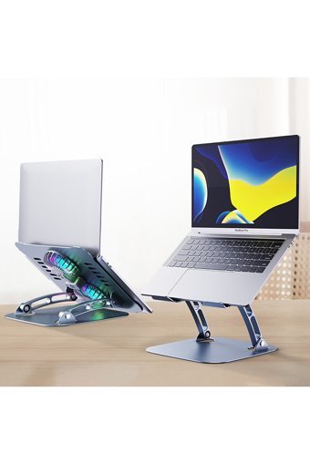 Hobimtek Katlanabilir Metal Dikey Ayarlanabilir Soğutuculu Taşınabilir RGB Laptop Standı