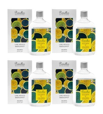 Pomellos Bergamot-Lime Cam Şişe Kolonya 4x250 ml