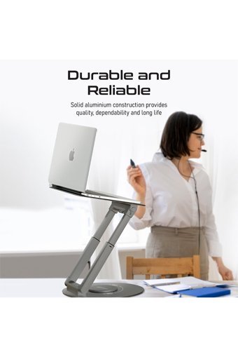Promate Deskmate-6 Katlanabilir Alüminyum Dikey Ayarlanabilir Taşınabilir Ayaklı Hareketli RGB Laptop Standı