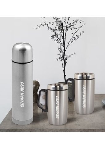 Bk Gift Kişiye Özel Paslanmaz Çelik 0.5 lt Outdoor Termos Krom
