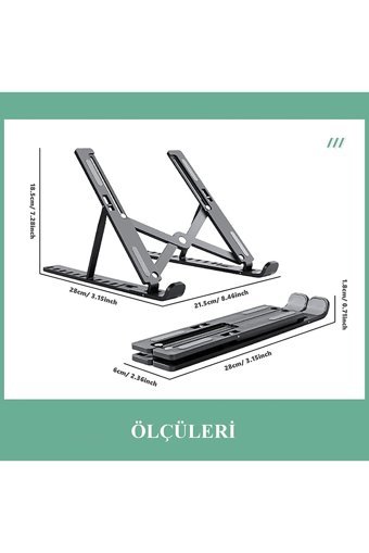 Miletus Katlanabilir Alüminyum Dikey Ayarlanabilir Taşınabilir Ayaklı Hareketli Laptop Standı