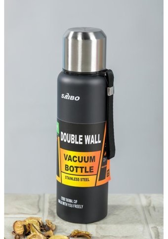 Kapris Saıbo Çelik 1 lt Outdoor Termos Siyah