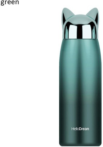 Alibee Sevimli Kedi Paslanmaz Çelik 0.3 lt Outdoor Termos Yeşil
