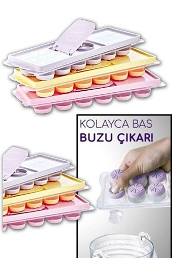 İndirimkap Yuvarlak Şekilli Silikon Kapaklı Renkli Buz Kalıbı
