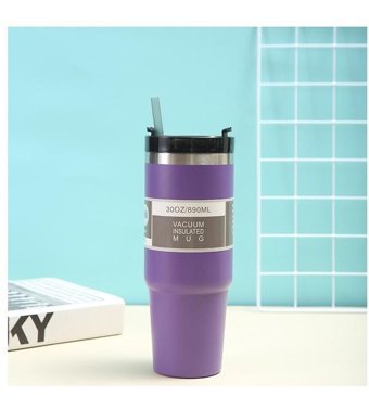 Worryfreeshopping Çift Vakumlu Paslanmaz Çelik 0.89 lt Outdoor Termos Mor