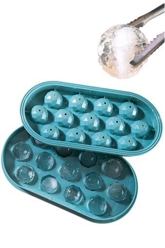 Kitchen Beauty Kristal Şekilli Plastik Kapaklı Renkli Buz Kalıbı