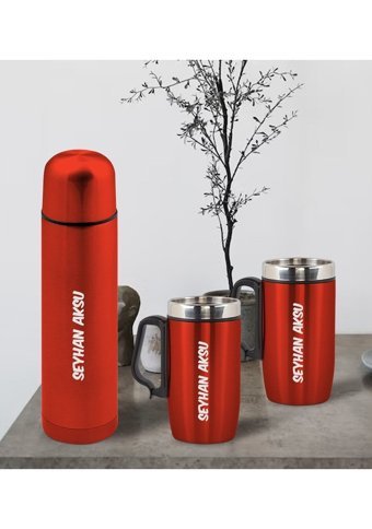 Bk Gift Kişiye Özel Paslanmaz Çelik 0.5 lt Outdoor Termos Kırmızı