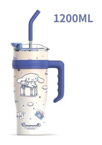 Hyt Straw Paslanmaz Çelik 1.2 lt Outdoor Termos Mavi - Beyaz