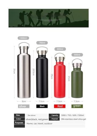 Hyt Dış Mekan Paslanmaz Çelik 0.75 lt Outdoor Termos Siyah