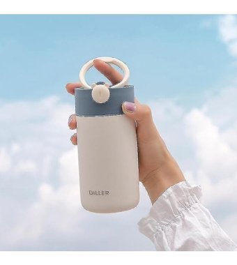 Alibee Sevimli Kız Paslanmaz Çelik 0.42 lt Outdoor Termos Beyaz