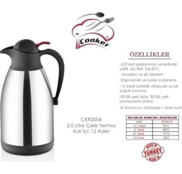 Cooker Ckr2006 Paslanmaz Çelik 2 lt Outdoor Termos Çok Renkli
