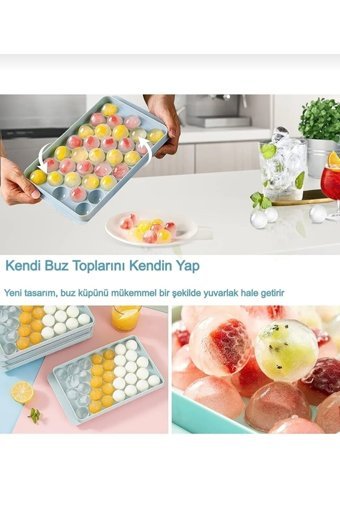 Adashop Yuvarlak Şekilli Plastik Kapaklı Şeffaf Buz Kalıbı
