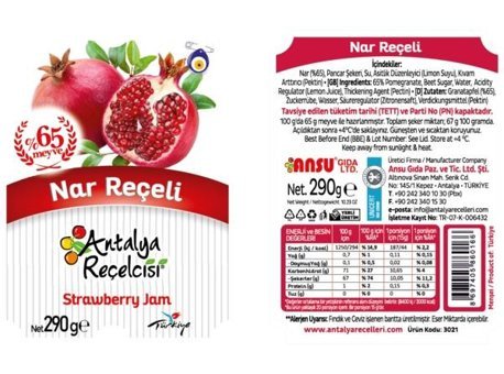 Antalya Reçelcisi Nar Reçeli 290 gr