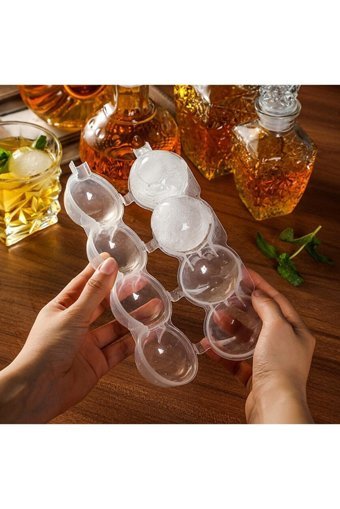 Swoh Yuvarlak Şekilli Plastik Kapaklı Şeffaf Buz Kalıbı