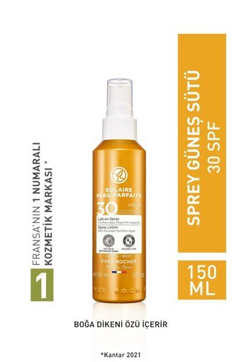 Yves Rocher Solaire Peau Parfaite 30 Faktör Tüm Ciltler İçin Nemlendirici Suya Dayanıklı Vücut Güneş Kremi 150 ml