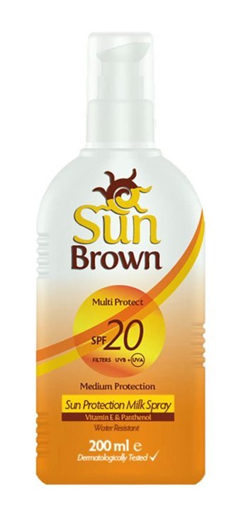 Sun Brown 20 Faktör Tüm Ciltler İçin Nemlendirici Suya Dayanıklı Yüz ve Vücut Güneş Kremi 200 ml