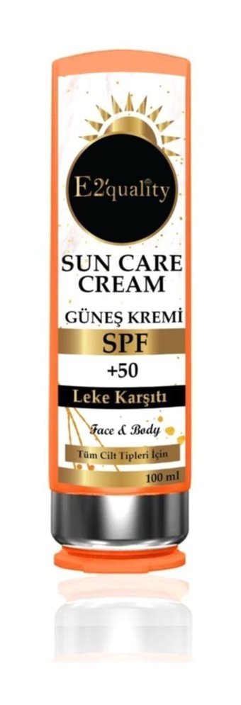 E2'Quality 50 Faktör Tüm Ciltler İçin Leke Karşıtı Nemlendirici Suya Dayanıklı Yüz ve Vücut Güneş Kremi 100 ml