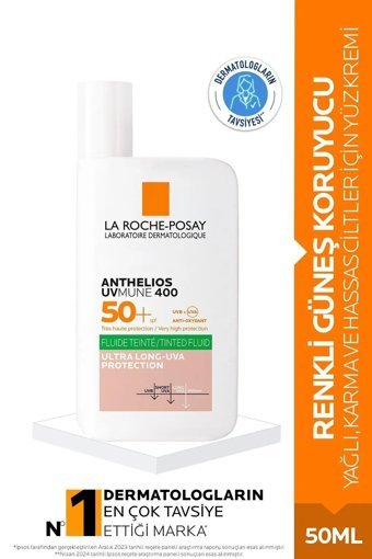 La Roche Posay Anthelios Oil Control Fluid Renkli 50 Faktör Tüm Ciltler İçin Nemlendirici Suya Dayanıklı Yüz Güneş Kremi 50 ml