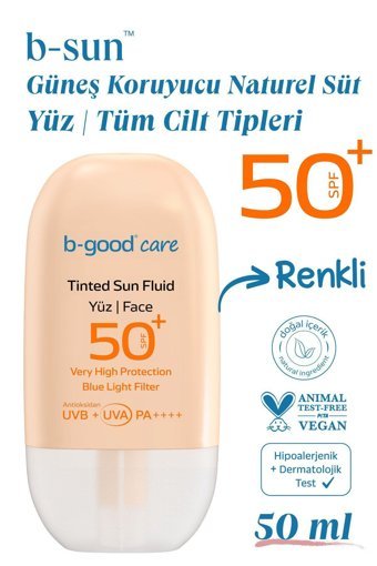 B-Good Care Renkli 50 Faktör İçin Leke Karşıtı Nemlendirici Yaşlanma Karşıtı Suya Dayanıklı Yüz Güneş Kremi 50 ml