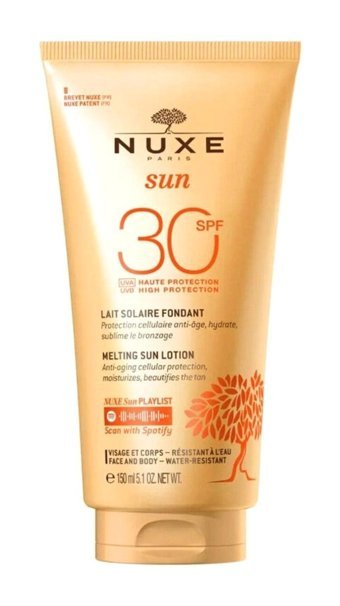 Nuxe Sun Lait Delicieux Protection 30 Faktör İçin Leke Karşıtı Nemlendirici Yaşlanma Karşıtı Suya Dayanıklı Yüz ve Vücut Güneş Sütü 150 ml