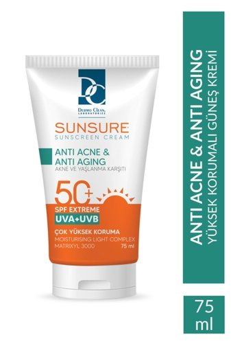 Dermo Clean Sunsure Anti Renkli 50 Faktör İçin Leke Karşıtı Nemlendirici Yaşlanma Karşıtı Suya Dayanıklı Yüz Güneş Kremi 75 ml